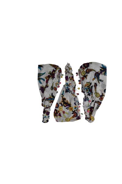 artıbir bodrum Elastic Bandana Parachute Model Hair Band Set of 3 Floral Beaded