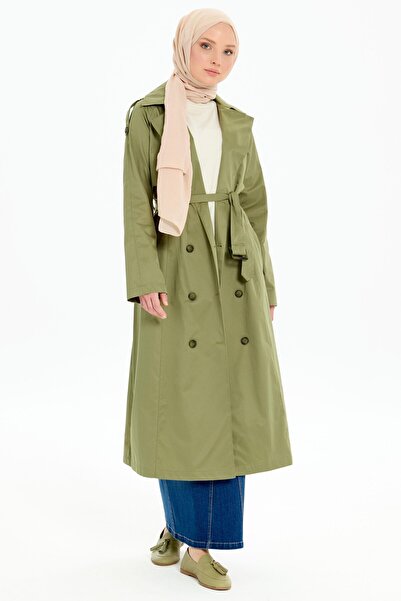 Tuğba Kemerli Apoletli Trençkot - Haki