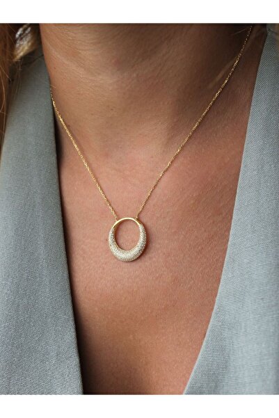 NV JEWELRY 925 Ayar Gümüş Taşlı Oval Kolye