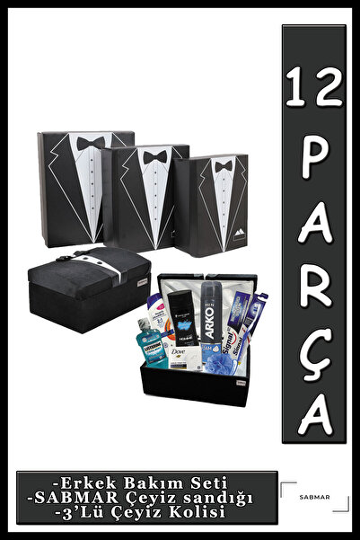 Pierre Cardin Damat Bohçası Erkek Bakım Seti 3'lü Çeyiz Kolisi Nişan Bohçası ...