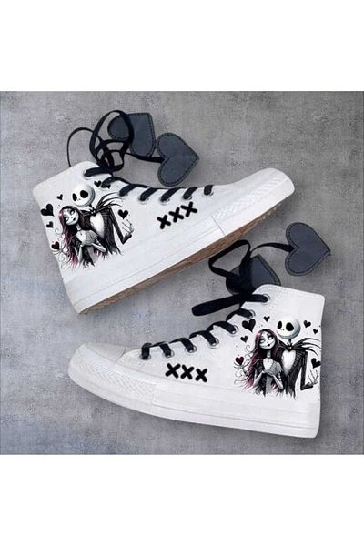 LİASSHOES beyazkemik jaki love imprimat inimă dantelă detaliu in pantofi sport copii pantofi sport