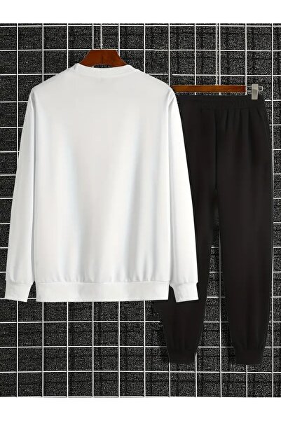 puolikuu Striped Italy Printed Tracksuit Set Sweatshirt Jogger - Oversize Raised Cycling Neck