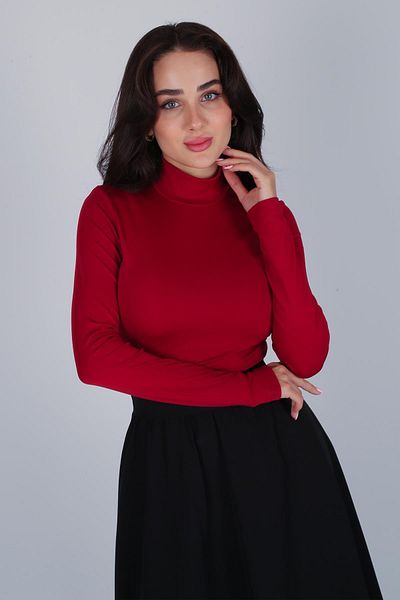 FACETTE Γυναικεία Κόκκινη Μακρυμάνικη Basic Crop Μπλούζα