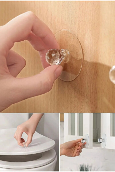 faseb Elmas Şekli Kristal Dolap Çekme Şeffaf Kendinden Yapışkanlı 2 li Mutfak...