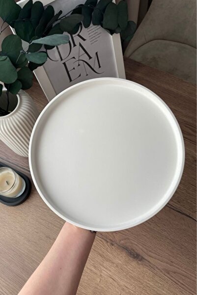 Mandalin Art Studio طبق خرساني دائري مزخرف مقاس 25 سم