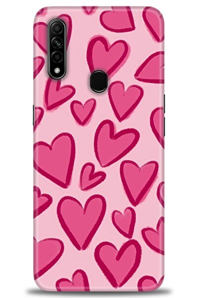 MRCİLETİSİM Oppo A31 Kılıf HD Baskılı Kılıf - Pembe Kalp