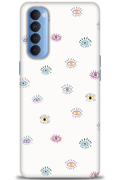 MRCİLETİSİM Oppo Reno 4 Pro Kılıf HD Baskılı Kılıf - Renkli Gözler + Tam Ekra...