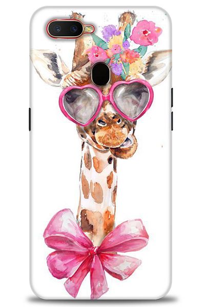 MRCİLETİSİM Oppo Ax7 / A12 / A5S Case Hd Printed Case - Giraffe with Glasses