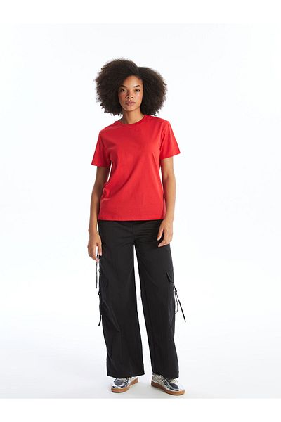 LC Waikiki New Season Crew Neck Straight Short Sleeve Women's T-Shirt - S4Nc18Z8