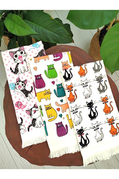 CNR Garden Baskılı Havlu | 3'lü 40x60 Cm El Ve Yüz Havlu Seti | Mutfak Havlusu