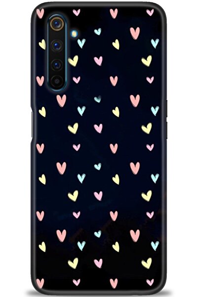MRCİLETİSİM Realme 6 Pro Kılıf HD Baskılı Kılıf - Mini Mini Kalpler + Tam Ekr...