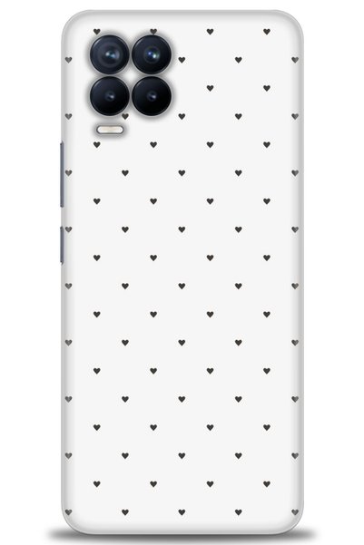 MRCİLETİSİM Realme 8 Pro Case Hd Printed Case - Tiny Black Heart + Full Scree...