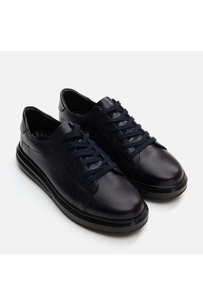 Yaya by Hotiç Marineblaue Herren-Freizeitschuhe aus echtem Leder