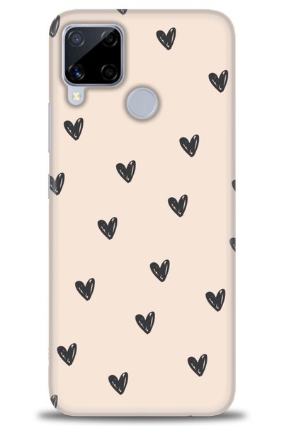 MRCİLETİSİM Realme C15 Case Hd Printed Case - Tiny Hearts + Full Screen Prote...