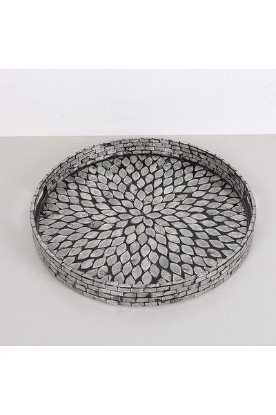 Mylamp نقية الصدف 40x4.5 سم. صينية فسيفساء سوداء بيرليسسينت