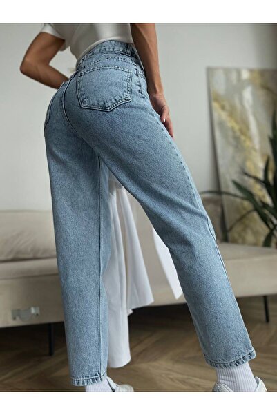 viking's line Buz Kar Mom Jean Yüksek Bel Esnek Kot Pantolon