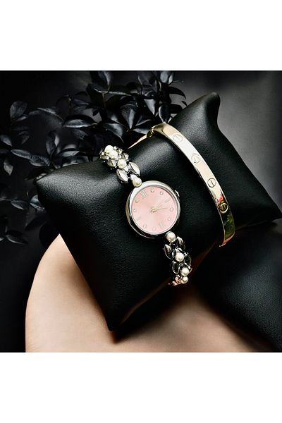 pullmarkt Pearl Grains Series - Bracelet + Women's Wrist Watch Set
