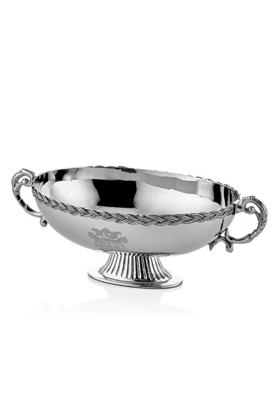 LAMEDORE Halatlı Kulplu Dekoratif Küçük Kase 35X17X15 Cm Full Nickel