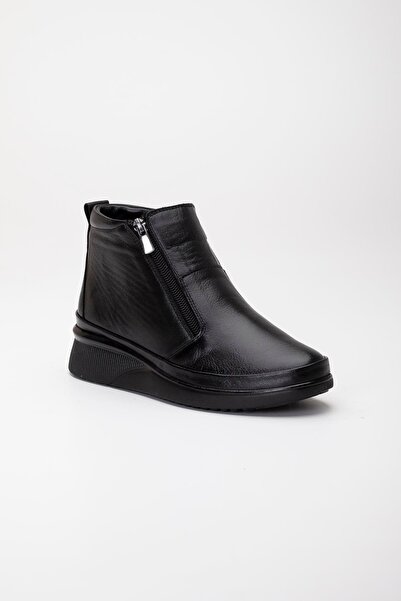 Dilimler Ayakkabı Γνήσιες Δερμάτινες Ορθοπεδικές Γυναικείες Μπότες Μαύρες 2 Σόλα με φερμουάρ