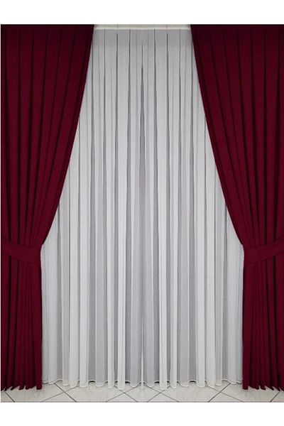BD beyaz dokuma Claret Red Pleated Background Curtain High Quality Single Wing