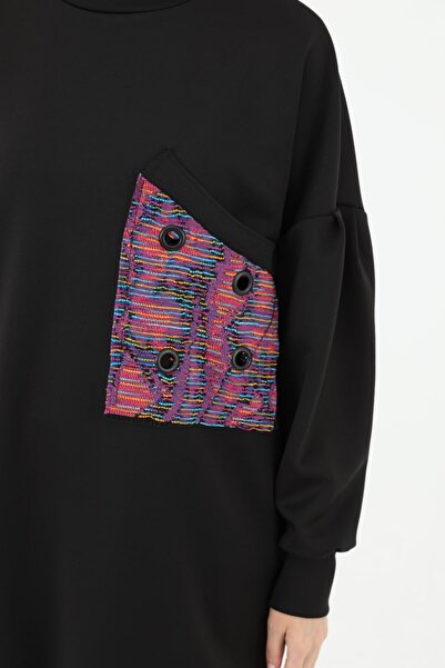 Puane Women's Scuba Fabric Colorful Pocket Detailed Tunic