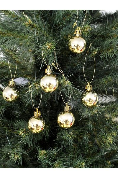 Astaş Christmas Pine Tree Ball 4cm Gold Set of 6