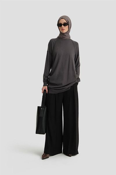 Armine Anthracite Knitwear Tunic - 24Kd2002 Model
