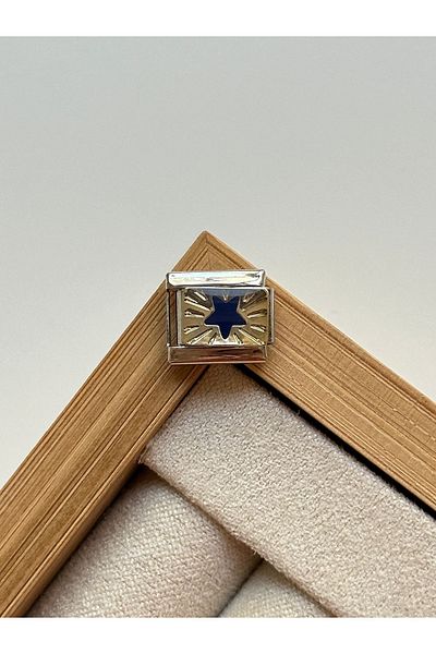 YOUES JEWELRY 9mm Stainless Steel Unisex Charm - Blue Star Design, 1 Piece