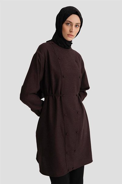 Armine Plum Tunic - 24K3608 Model with Tie Waist and Pocket