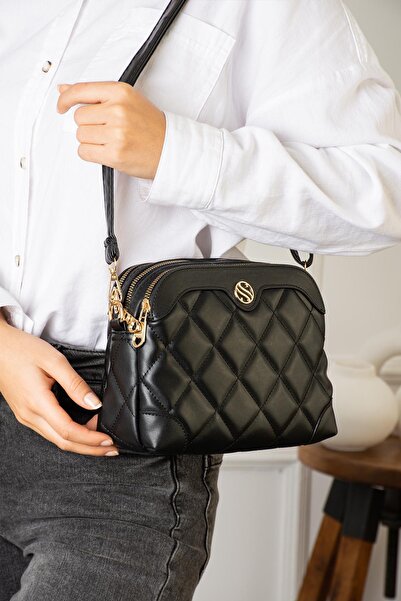 H&D COLLECTİON حقيبة كتف وحقيبة كروس مبطنة بحزام طويل قابل للتعديل مكونة من 4...