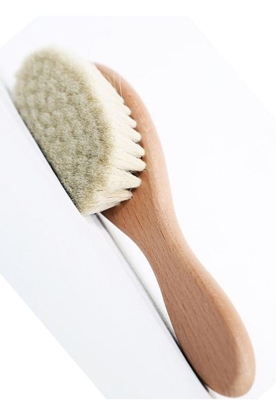 Efsoon Organics Baby Hair Brush and Comb Large Size Goat Hair Brush and Goat Horn Bone Comb