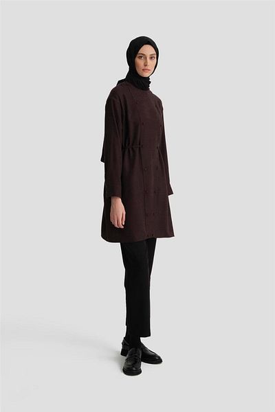 Armine Plum Tunic - 24K3608 Model with Tie Waist and Pocket