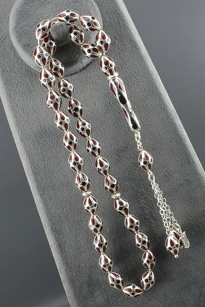isfahantakı Excellent Enamelled Cage Rosary Large Size 8X12 mm Heavy Rosary