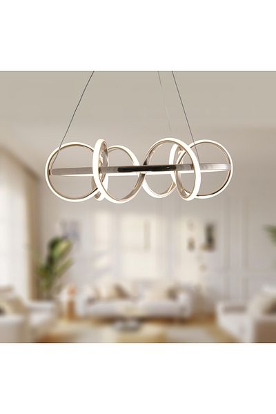 TT AYDINLATMA Tt314-Fsr French Yellow Finish Led Chandelier - Large Coiled Model, Yellow Light Lighting