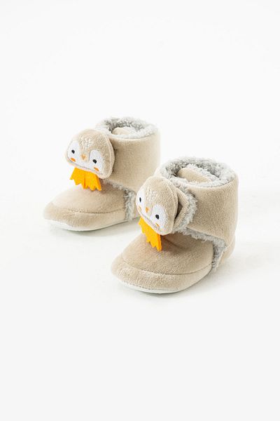 yummy kids Baby Velvet Velcro Comfortable Anti-Slip Sole Brown Booties