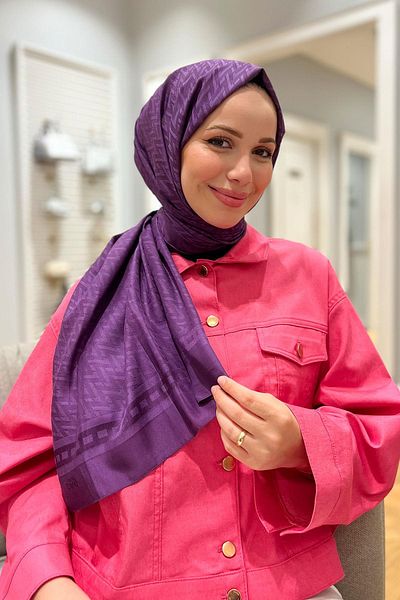 Armine Model în zig-zag, șal jacquard din bumbac - Dia7-21086 - violet
