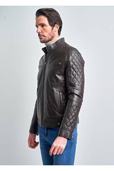 Pierre Cardin Erkek Kahverengi Hakim Yaka Deri Ceket