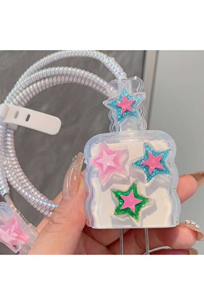 Genel Markalar Iphone 18w/20w Uyumlu Yıldız Desenli Şarj Kablosu Ucu Ve Şarj ...