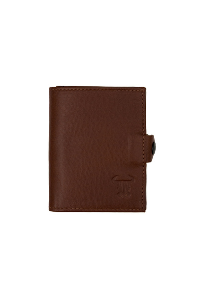 Velvoria Μίνι πορτοφόλι unisex από γνήσιο δέρμα με θήκη για κέρματα καφέ χρώμ...