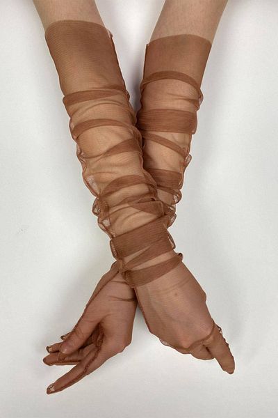 Hobigram 10Pcs Copper Color Long Bridal Gloves Tulle Gloves Party Gloves Party Accessory – Party Gloves