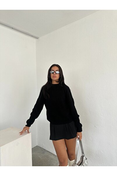 dignus Pulover oversize pentru damă, cu decolteu în formă de O, tricotaj casual