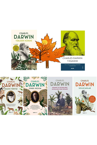 Alfa Yayınları Charles Darwin -tam set- türlerin kökeni - yaşamım - insanın türeyişi - cinsel seçilim -kitap ayracı