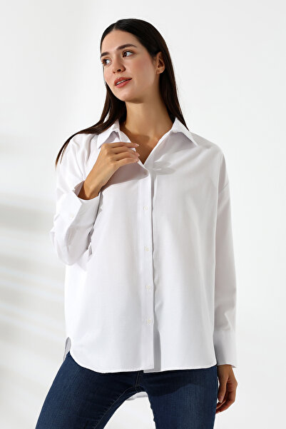 Union and Joy Oversize Beyaz Kadın Gömlek