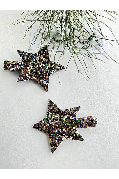 Trend Toka Πόρπη με κλιπ 2 τεμαχίων με παγιέτες Glitter Sequin Star