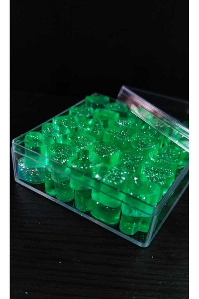 SOO SOAP Decorative Glitter Green Mini Heart Soaps in a Gift Box