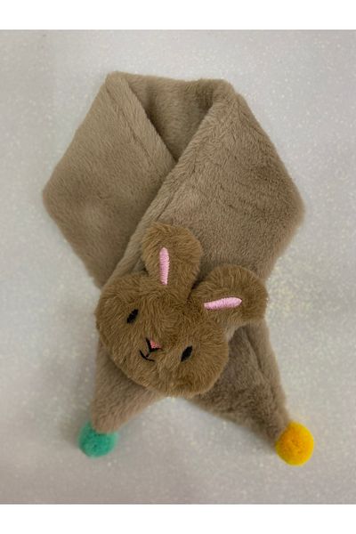 SHEKER HOME Girl's Brown Rabbit Plush Scarf