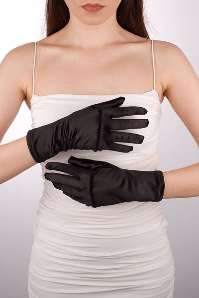 Hobigram Black Satin Long Bridal Gloves 29 cm Dance Opera Gloves Costume Gloves – Party Gloves – Party