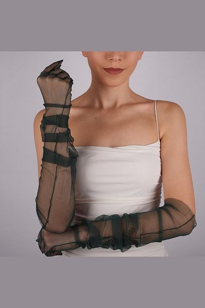 Hobigram Emerald Green Long Stylish Tulle Gloves Wedding Wedding Party Costume Gloves – Party Gloves, Stylish Design
