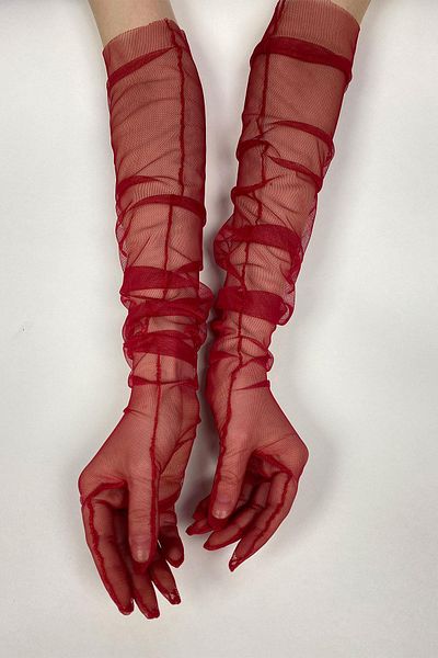 Hobigram Tulle Gloves Party Wedding Wedding Costume Gloves Red Color Stylish Gloves – Party Gloves, Stylish Design