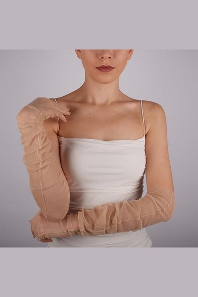 Hobigram Skin Color Long Stylish Tulle Gloves Wedding Wedding Party Costume Gloves – Party Gloves, Stylish Design – Pa